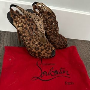 Laser cut pony hair Christian louboutin booties 7.5